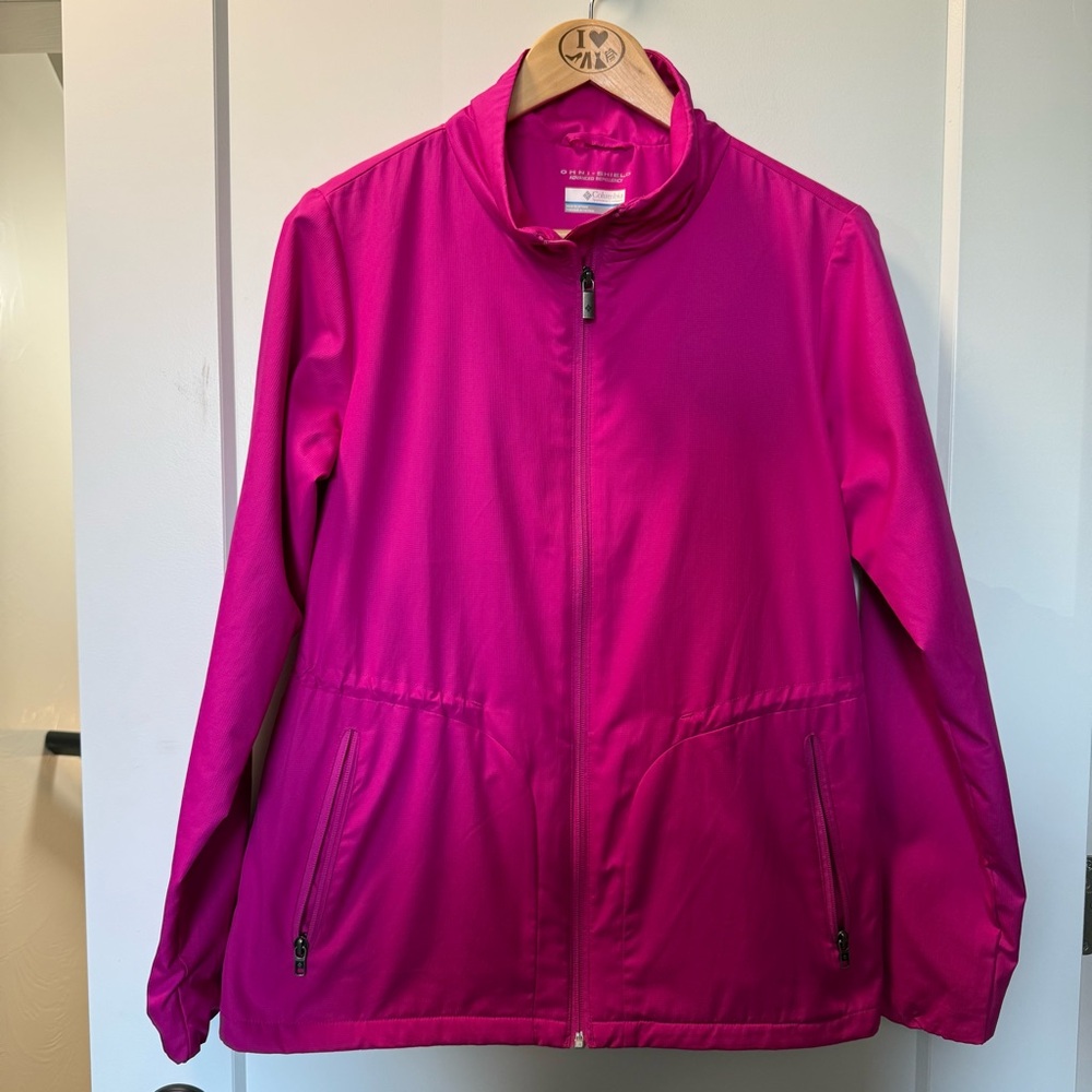 Columbia Omni-Wick Water Repellent Full Zip Rain Windbreaker Magenta Purple Pink